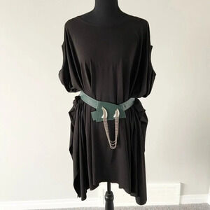 Okakie Black Oversized Asymmetrical Dress
